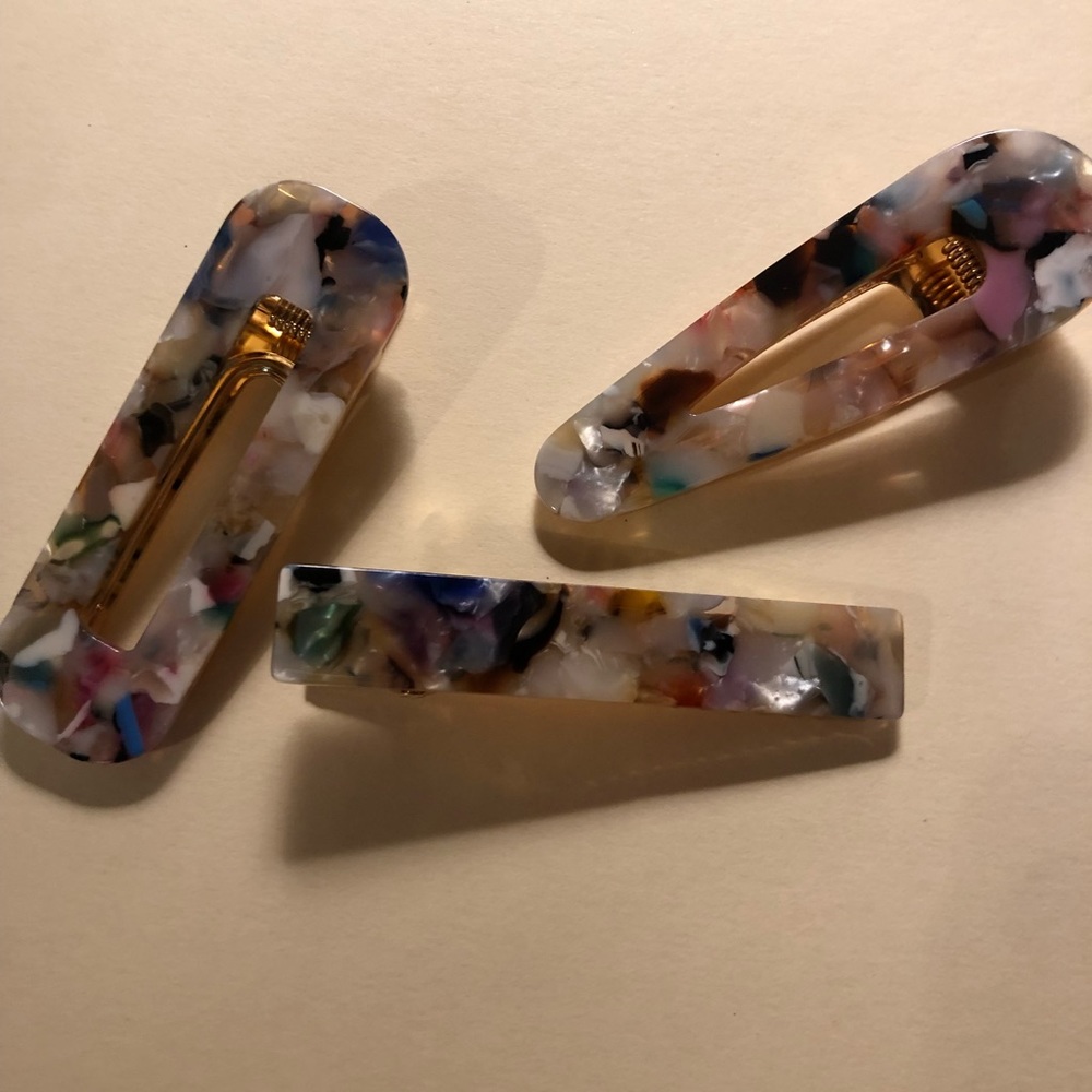 Acrylic barrettes clipping (pastel colors 3 in set) NWOT